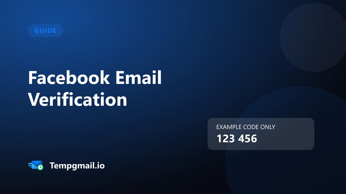 Illustrated Facebook verification email guide showing fictional sample code 123 456